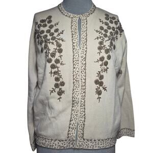 Vintage Beaded Embellished Cardigan Sweater Size Medium